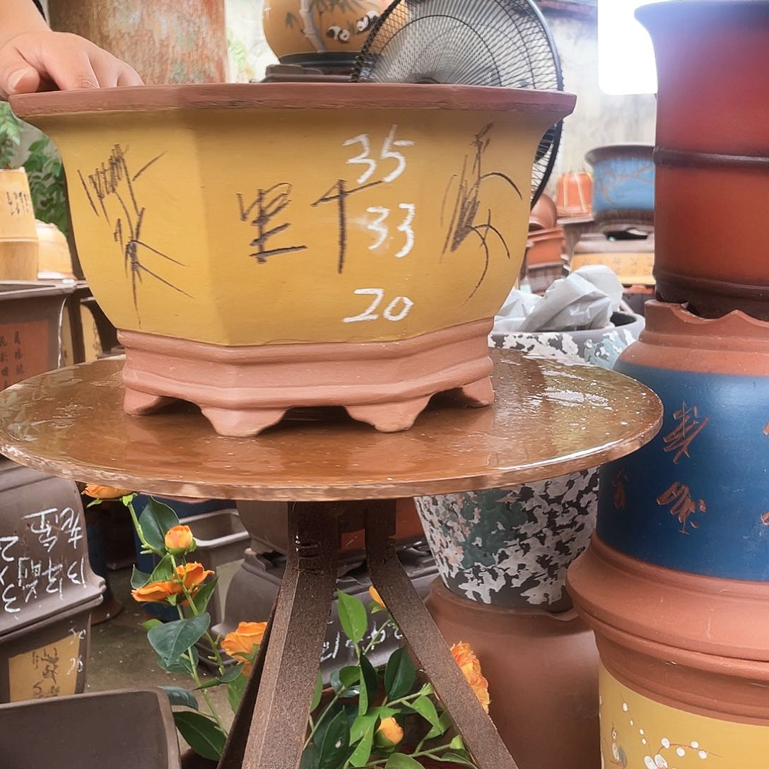 35黄八方花盆紫砂花盆紫砂花盆