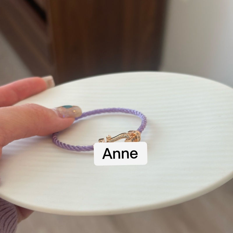 铜合金手链 马蹄扣手工紫色编织绳【S292】