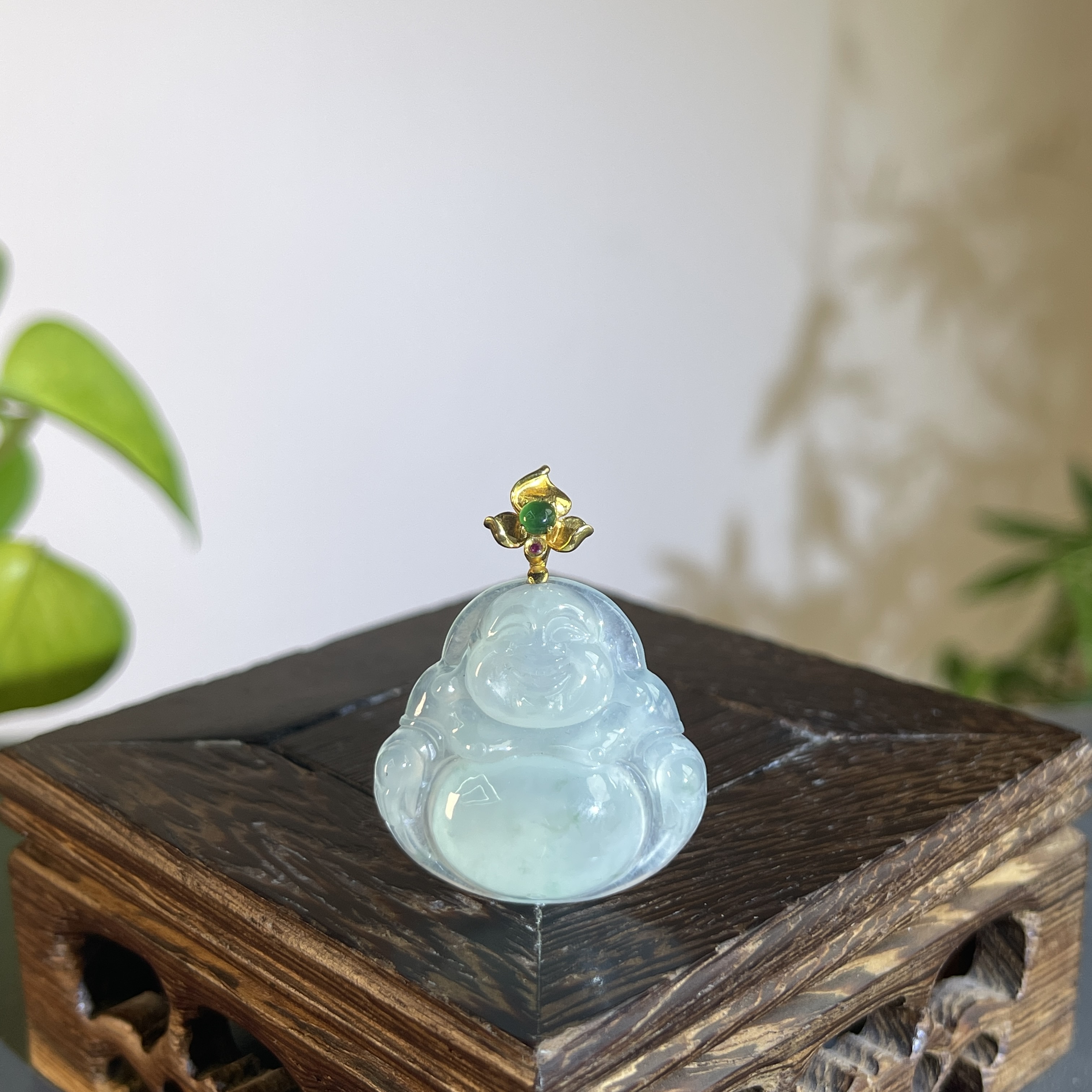 JCA25-135  天然翡翠缅甸A货 18K扣佛公