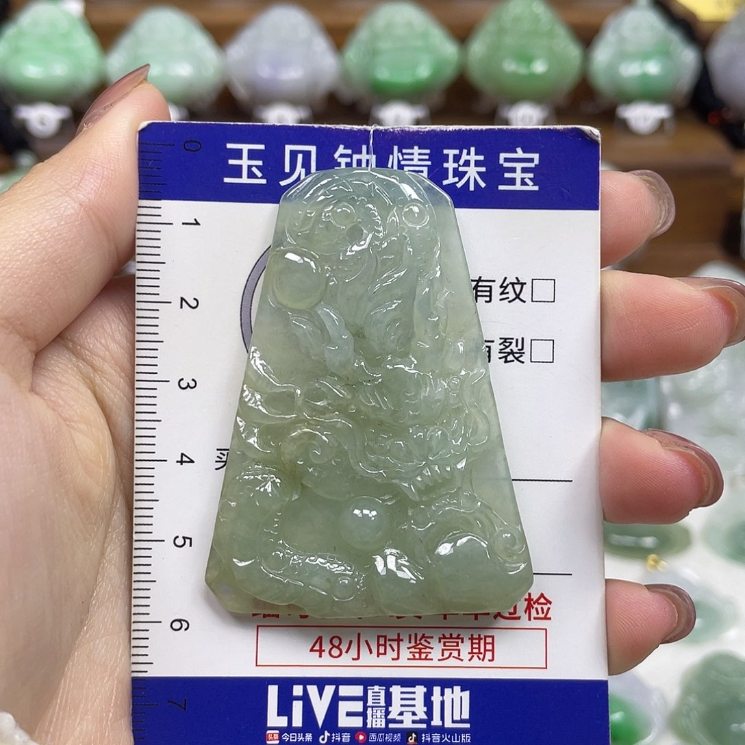翡翠未镶嵌颈饰龙牌