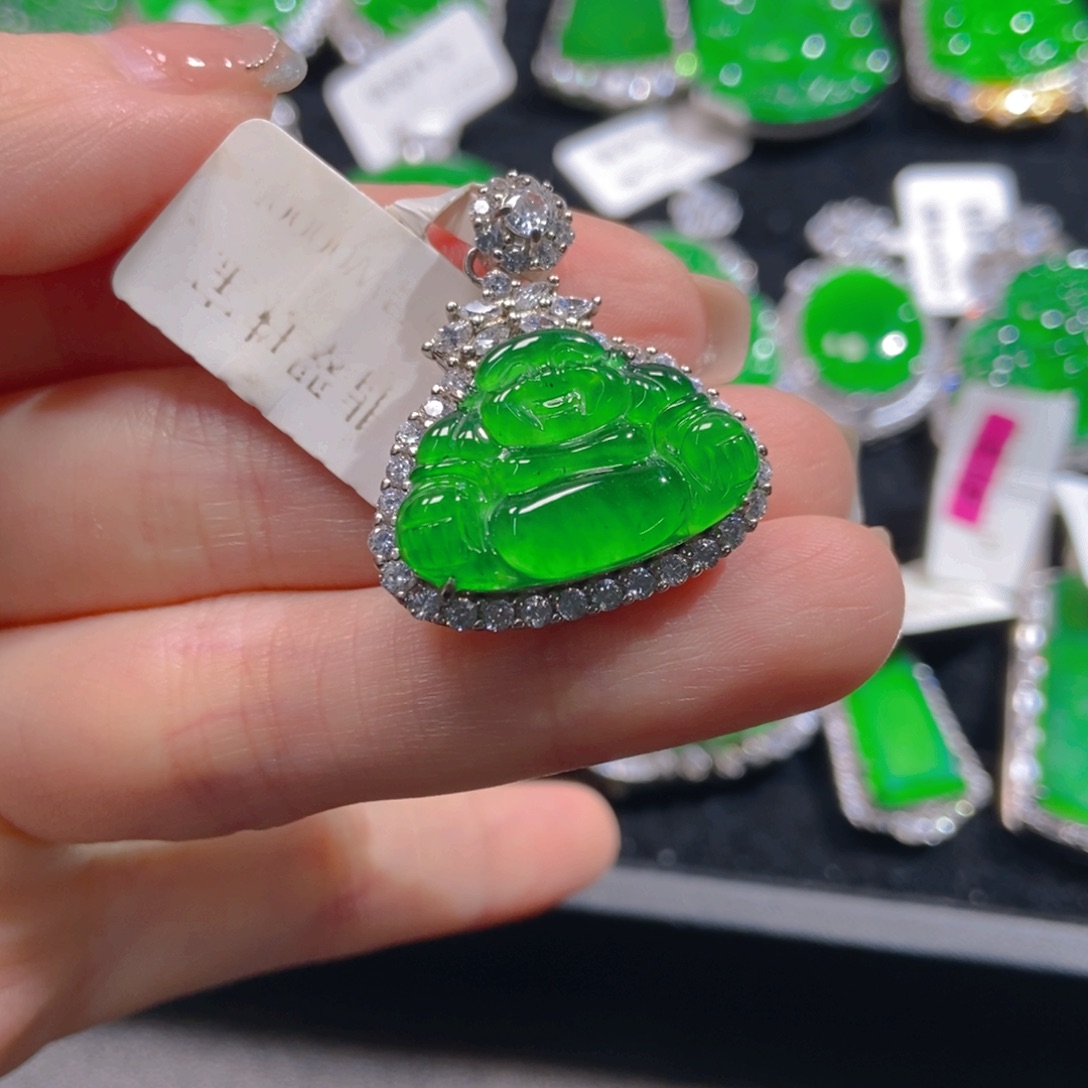 翡翠吊坠(不含链)银S925镶嵌