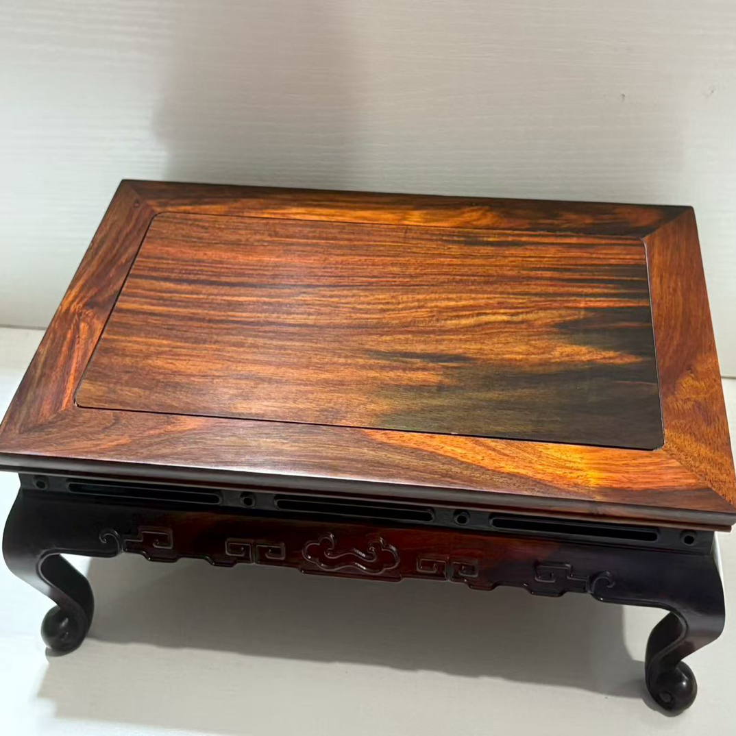 大红酸枝交趾黄檀面独板炕桌几大号盆景花瓶底托工艺品手工长方形