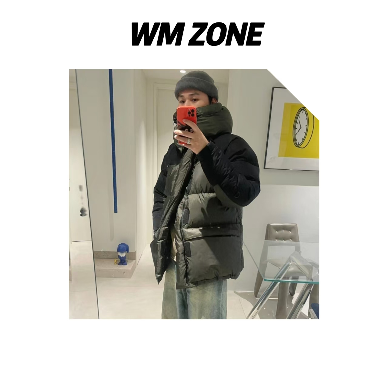 WM  新-2864 男女同款刺绣连帽蓬松保暖外套