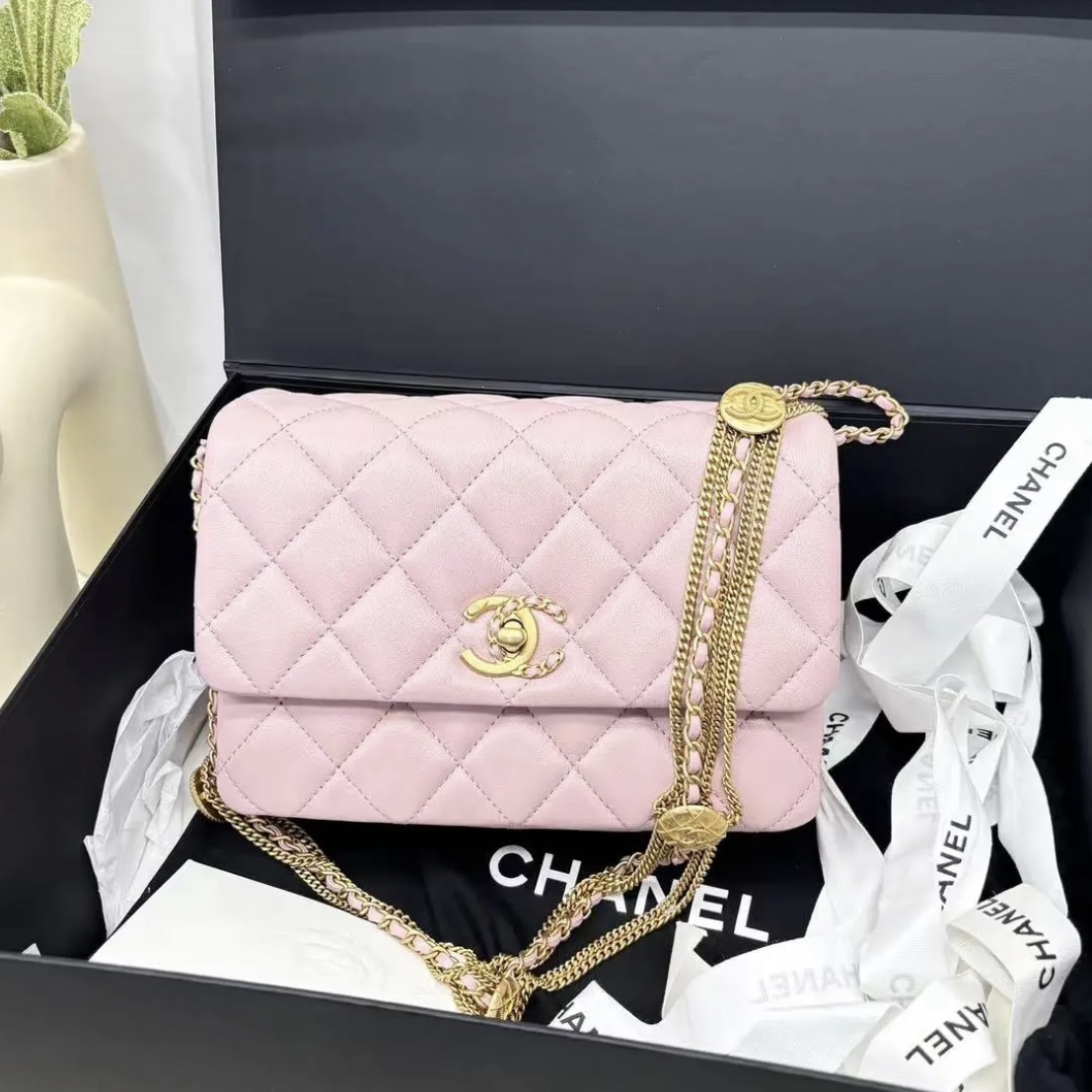 95新 Chanel/香奈儿 青奢荟/22A金币鸳鸯扣腋下/79914