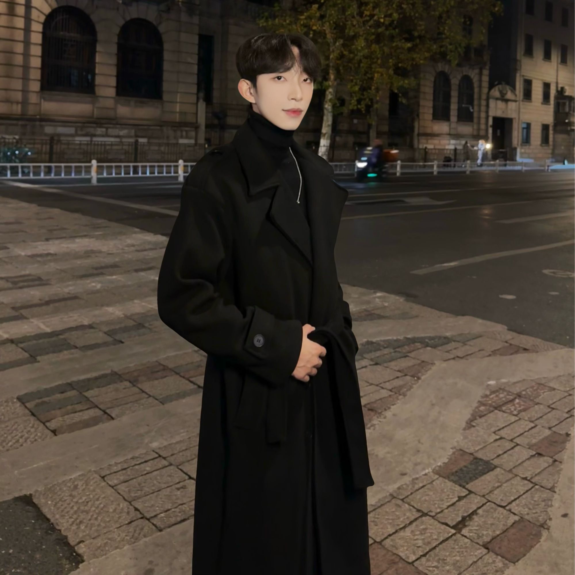 UN950中长款冬季加棉加厚韩版毛呢大衣过膝呢子大衣休闲情侣款