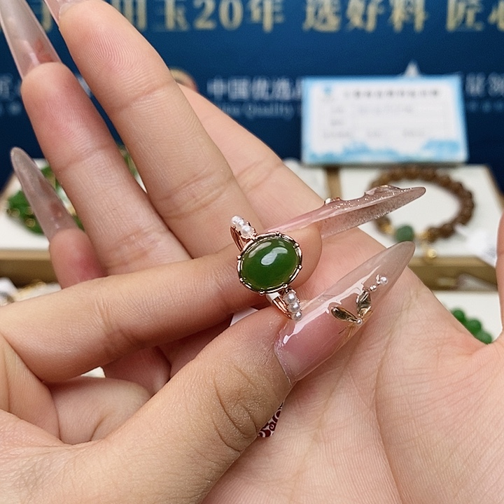 银S925镶嵌戒指和田玉sj