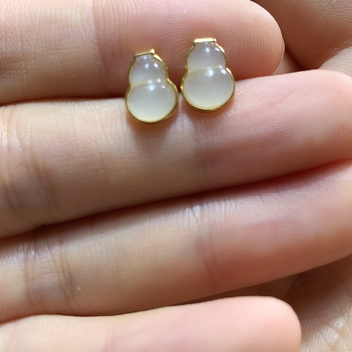 银S925镶嵌和田玉（白玉）耳饰