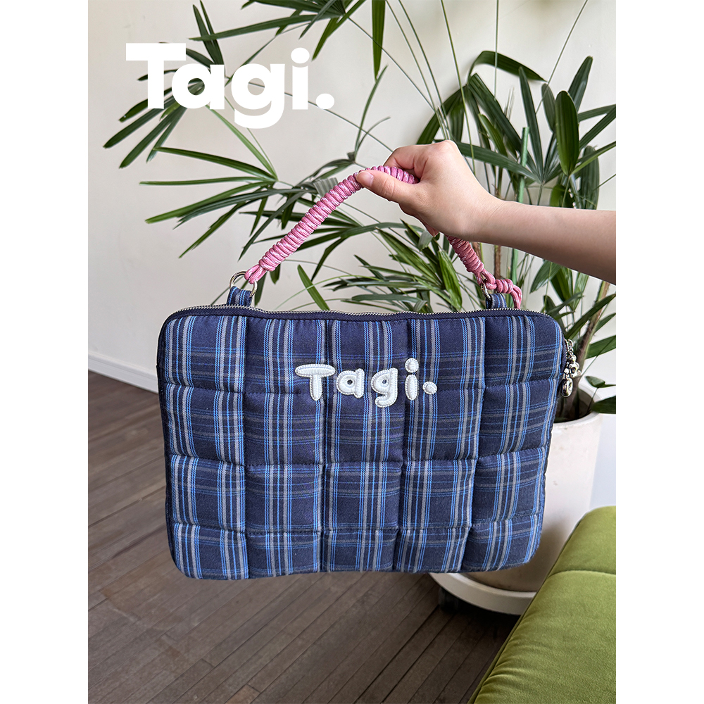 Tagi.小枕头电脑包编织短手柄配件手提便携