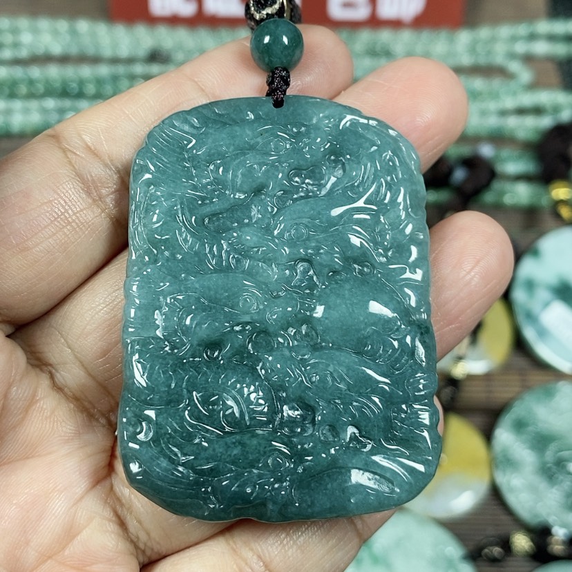 【闪购商品】翡翠颈饰未镶嵌玉吊坠翡翠玉双面九龙牌