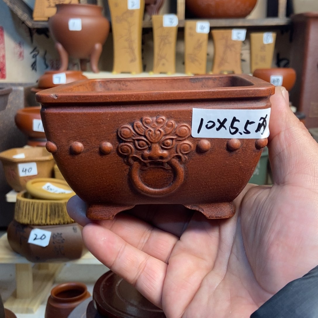 紫砂花盆内口经尺寸10×5.5