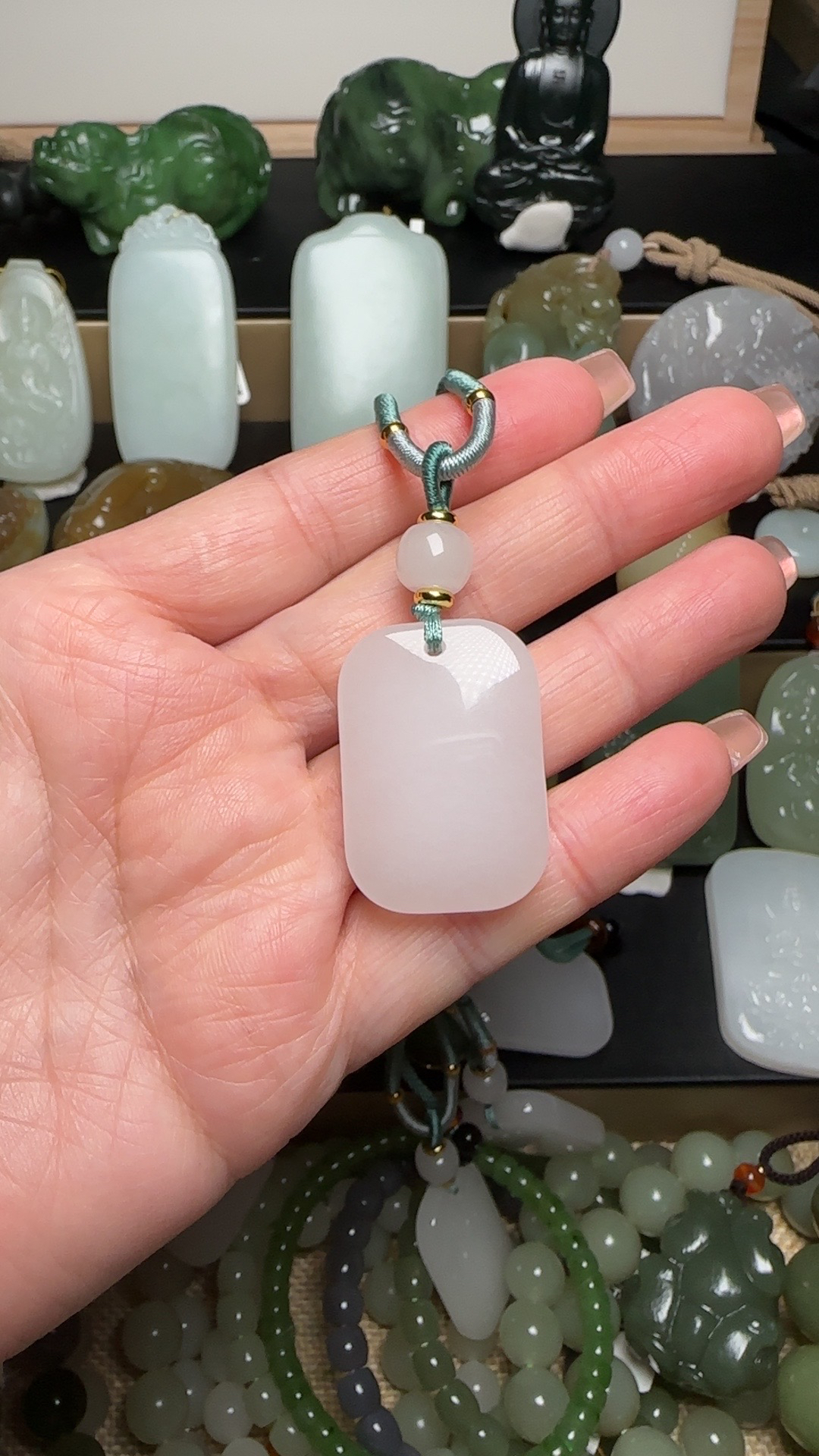天然玉石平安牌吊坠