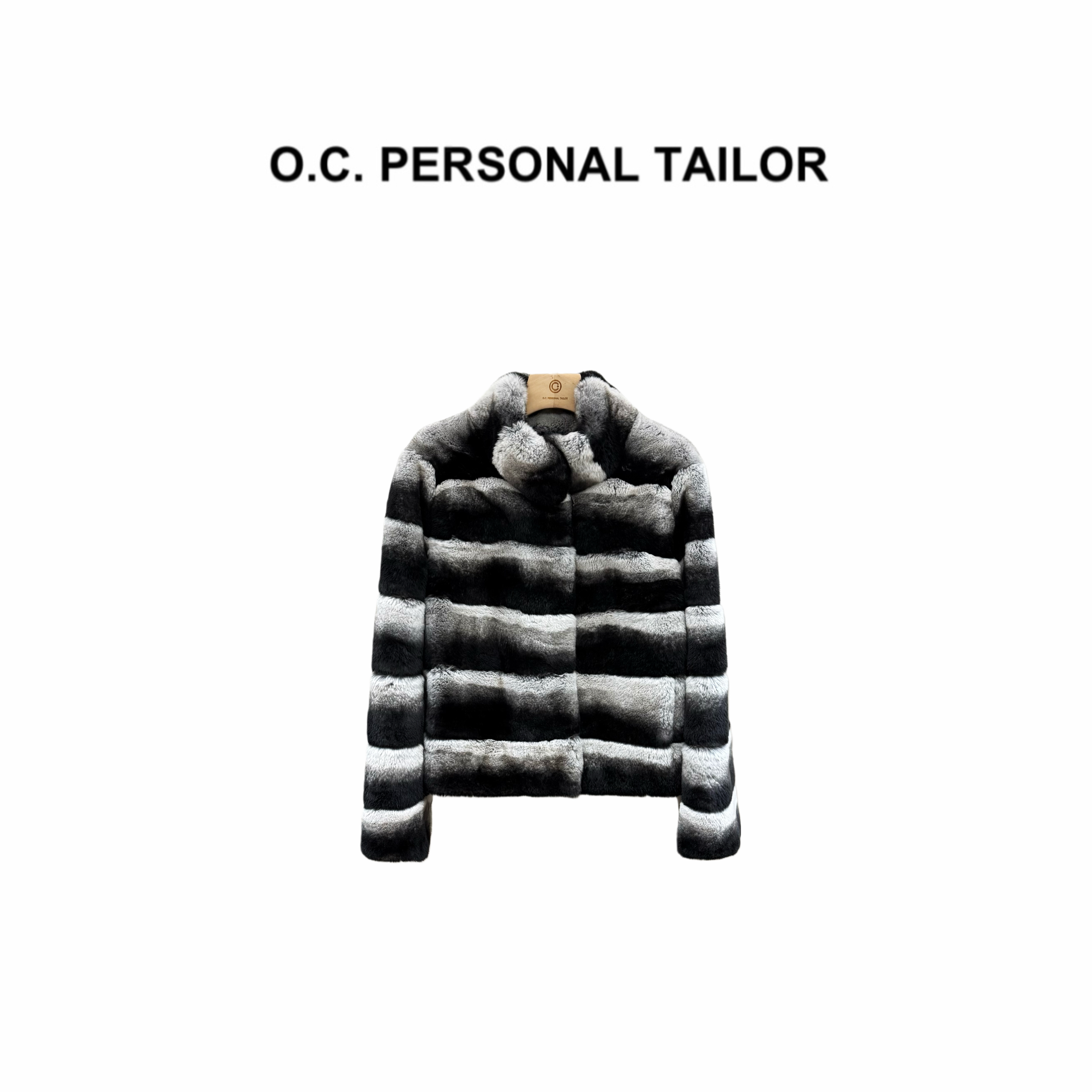 oc精选 25AW 秋冬新款黑白乐谱极简风短款獭兔外套 0934