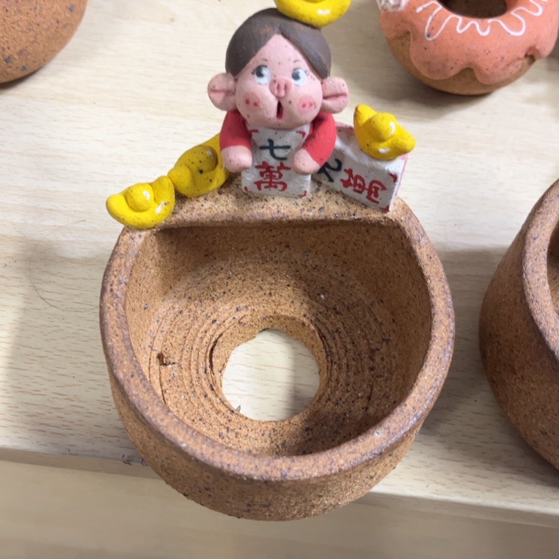 泥塑古镇炻陶花盆