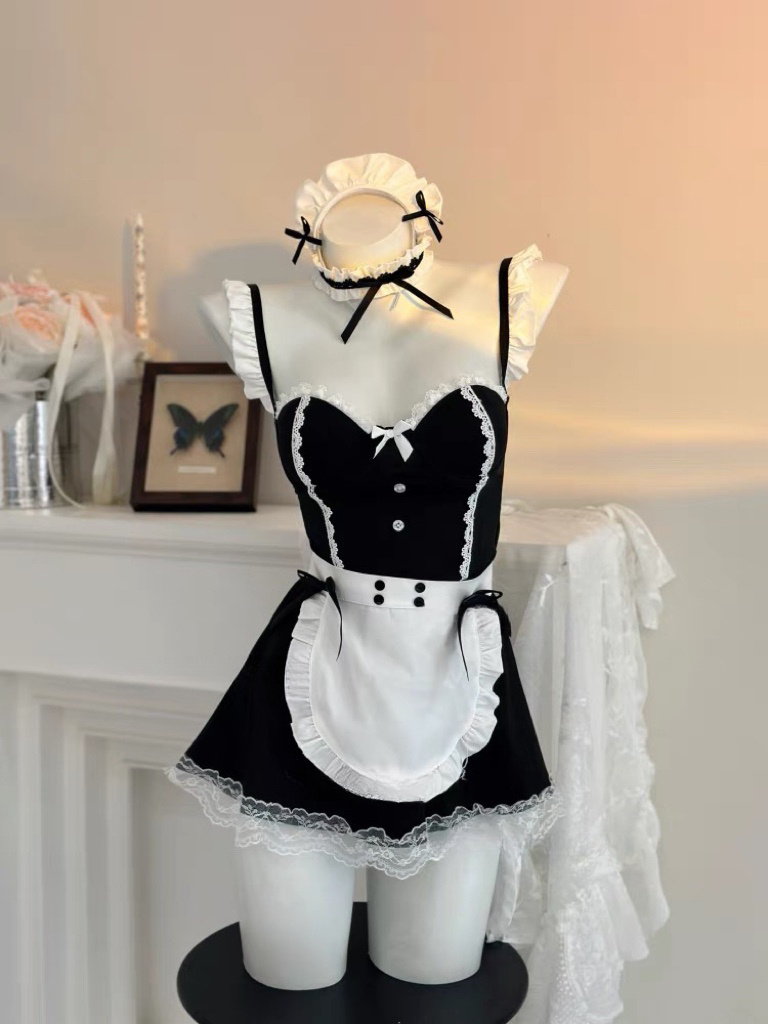 可爱纯欲钢托带垫蝴蝶结cos女仆套装！【伍月柒号！no退no换】