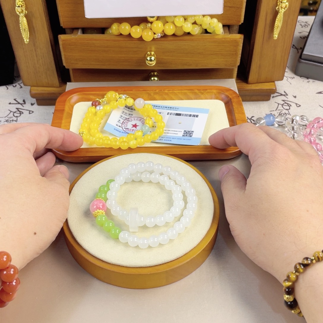 琥珀手饰银S925镀金镶嵌