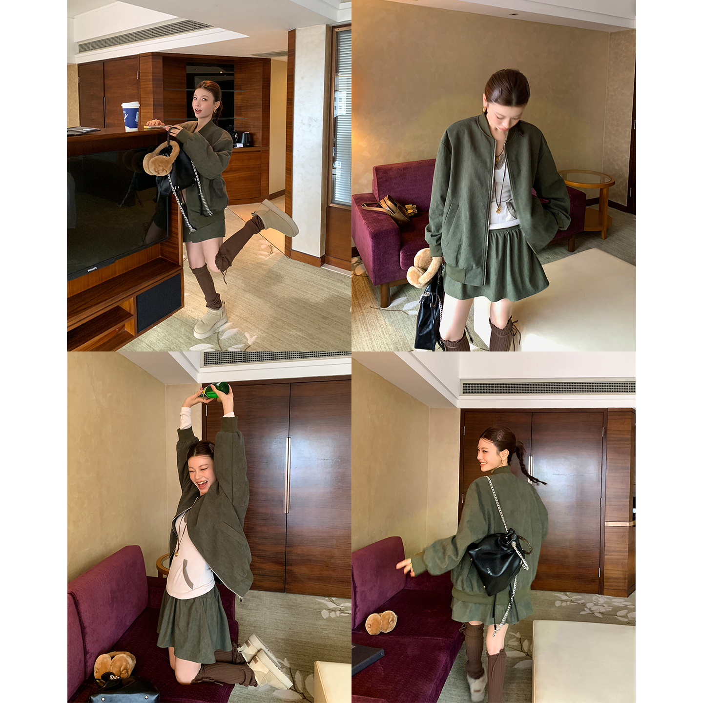 【柏林赫塔】灯芯绒夹克外套+短裙子套装4555