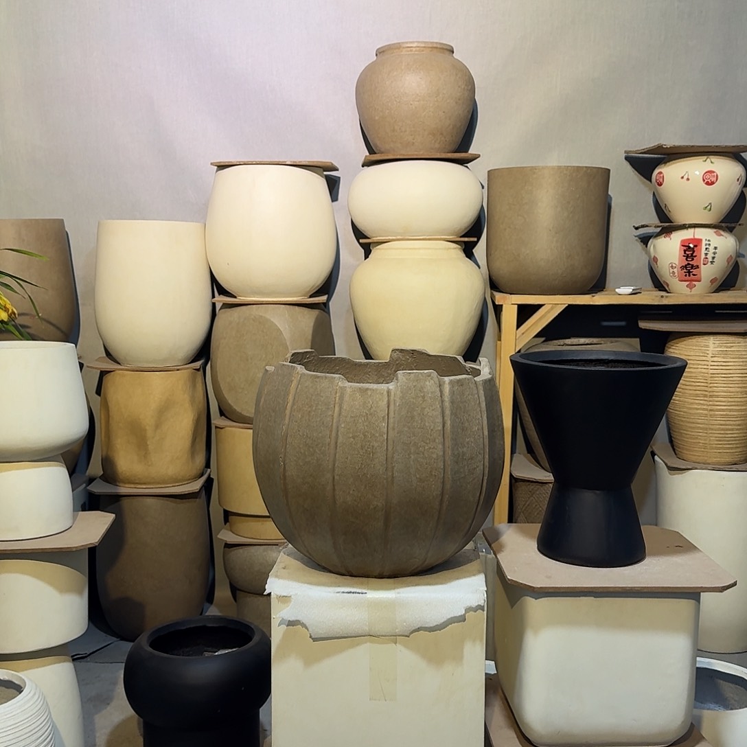 复合镁泥材质花边花盆