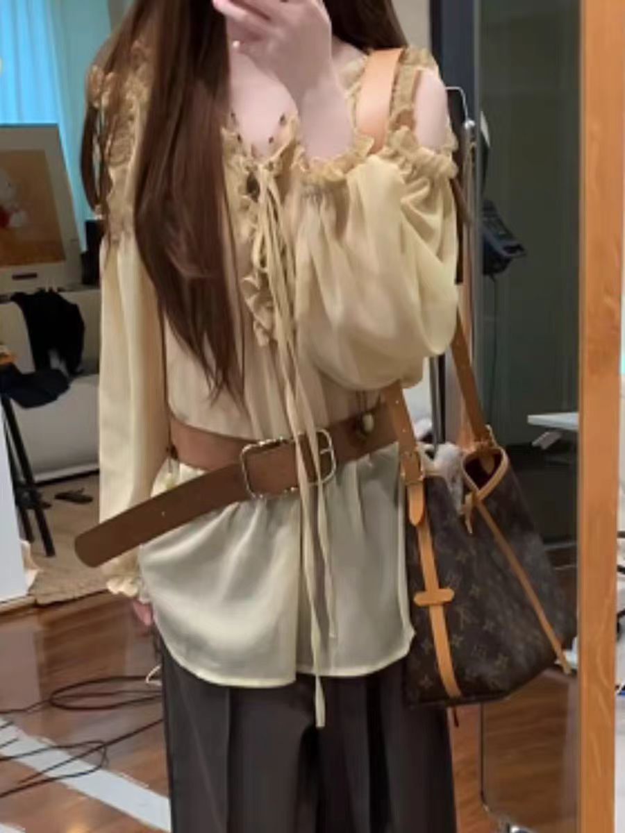 （看姐妹预约人数上新款式）新款韩版早秋穿搭长袖衬衫收腰上衣