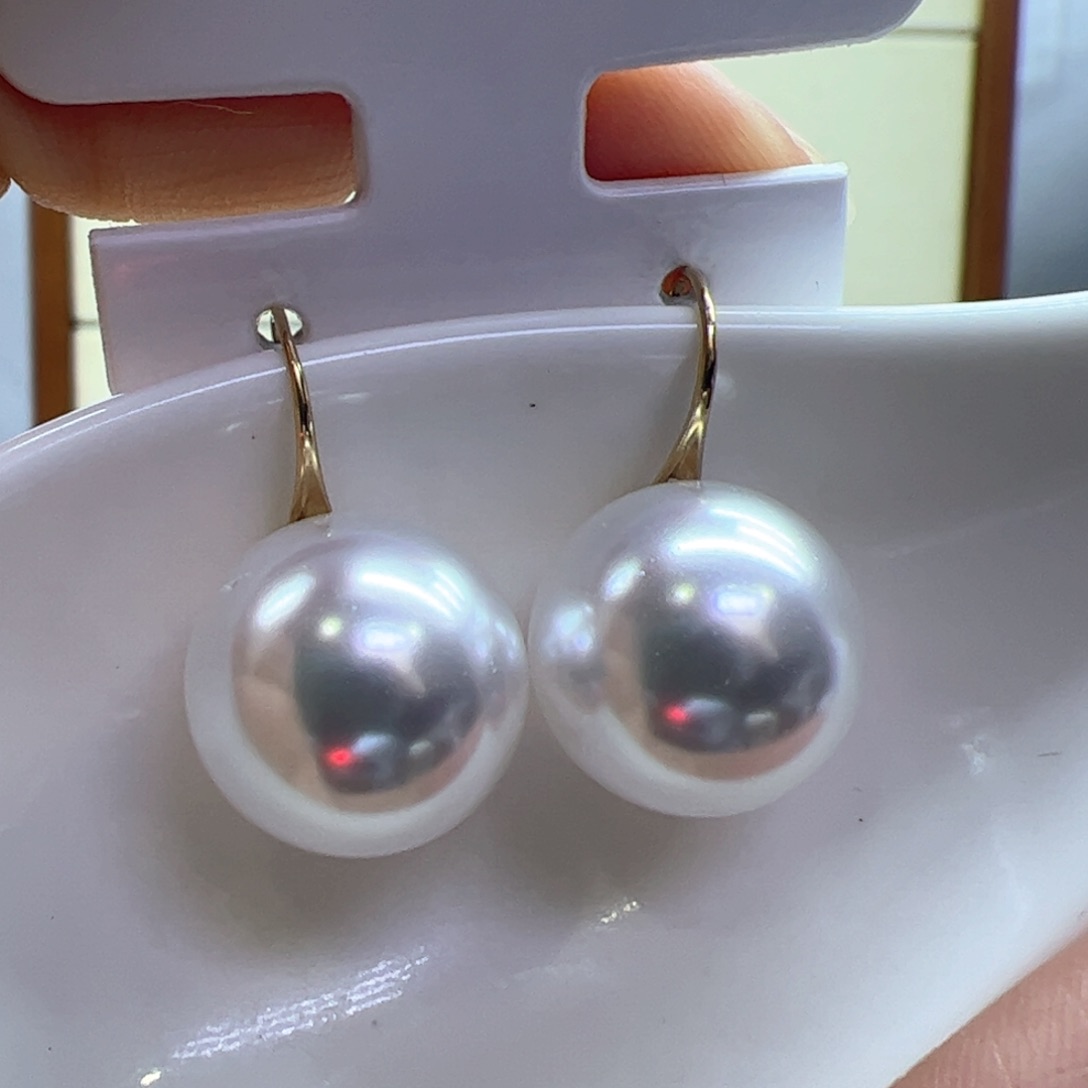 淡水珍珠耳饰18K金镶嵌