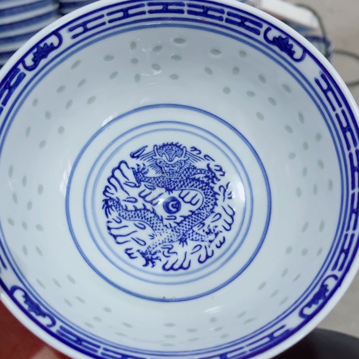 青花玲珑6寸面碗龙纹