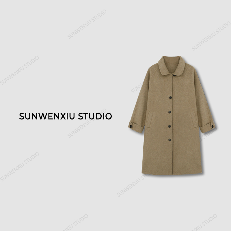 swx studio5店 ‘’汉南洞街头‘’韩系羊毛全手工双面呢秋冬大衣外套