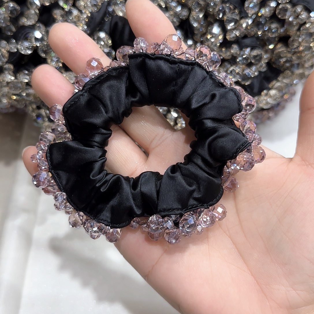 无非金属2个紫色珠珠黑底超柔发圈