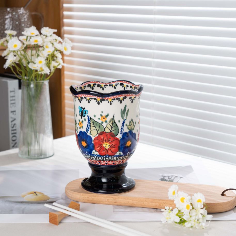 【佰食果专属】新疆包邮家用手绘陶瓷轻奢高档复古陶瓷一体筷子筒