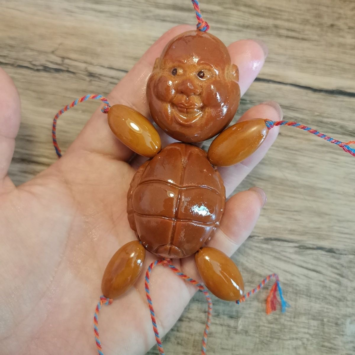 巴西橄榄雕刻网文玩小人手把表情有钱人仙人人生富贵