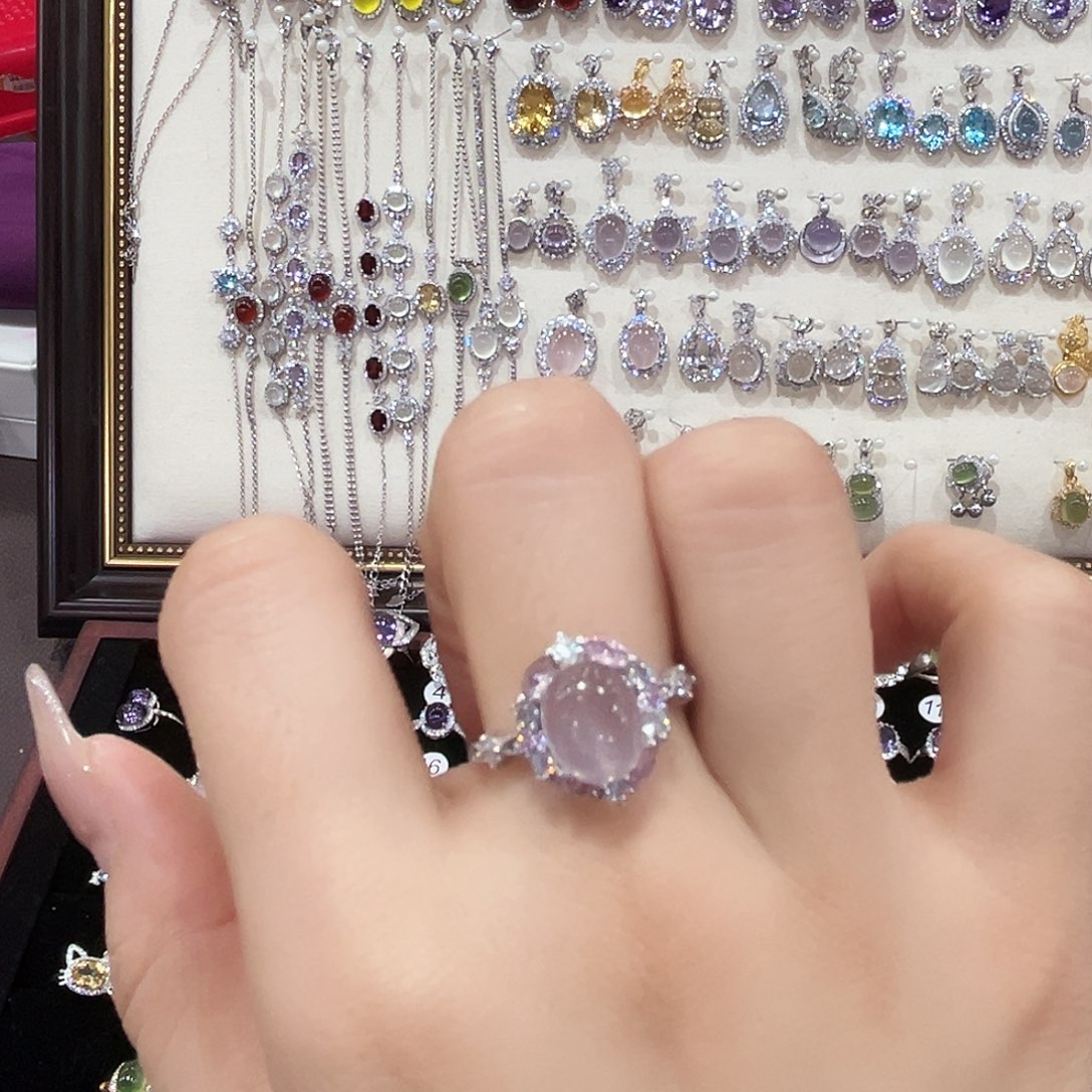 干***子银S925镶嵌芙蓉石戒指