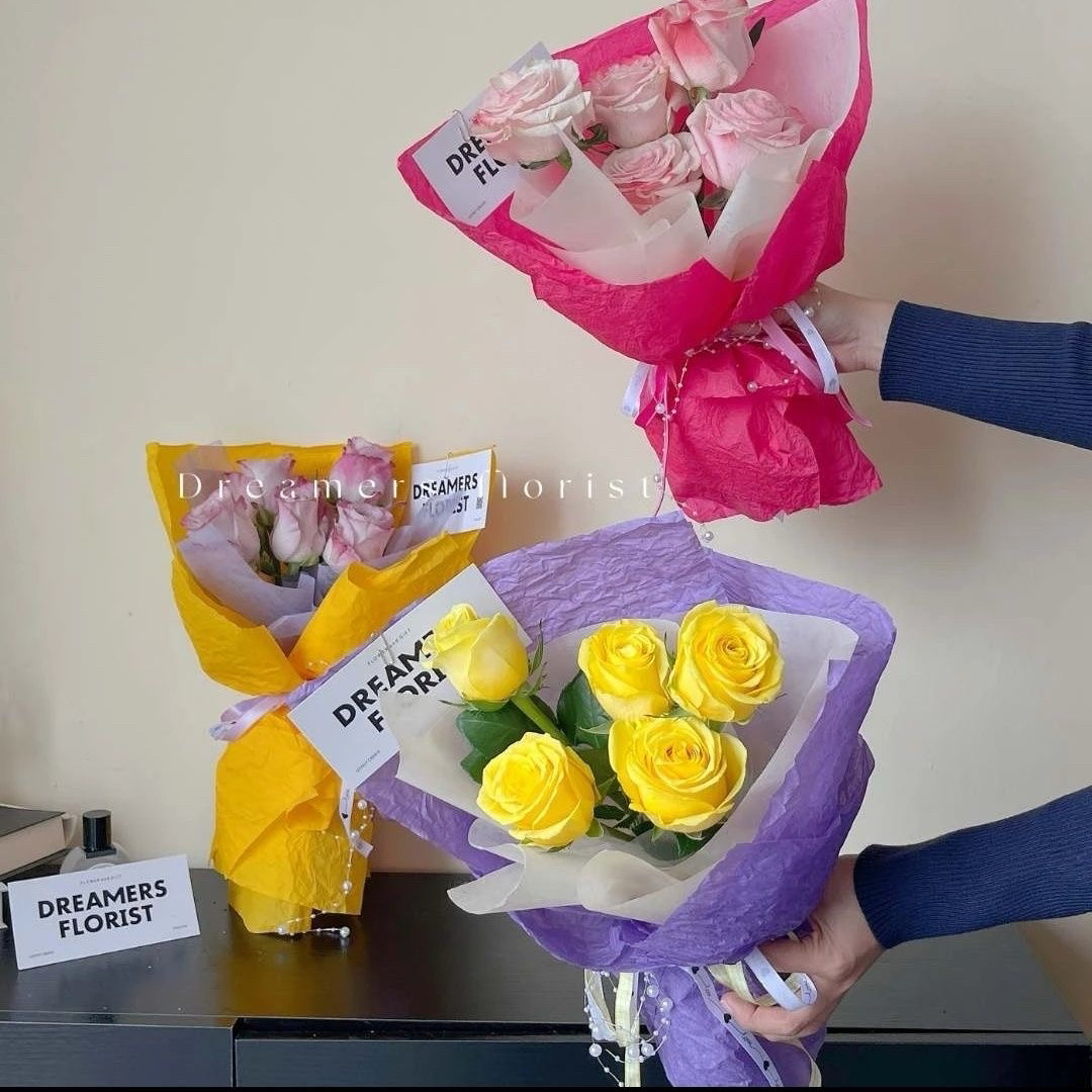 新款防水雪奈纸张鲜花包装材料纯手工褶皱皱纹纸花束包装纸