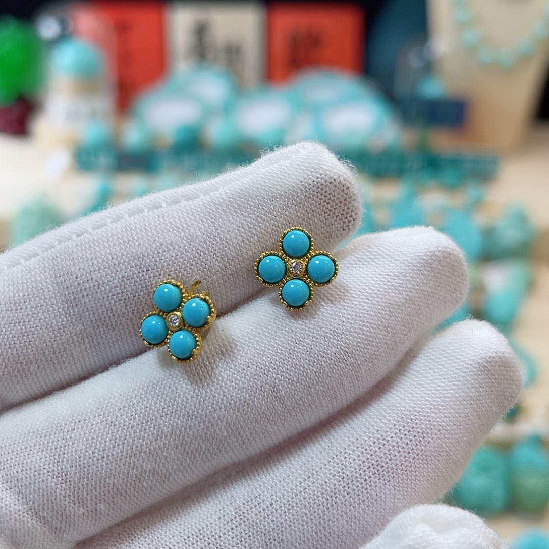 绿松石珠宝奇石18K金镶嵌