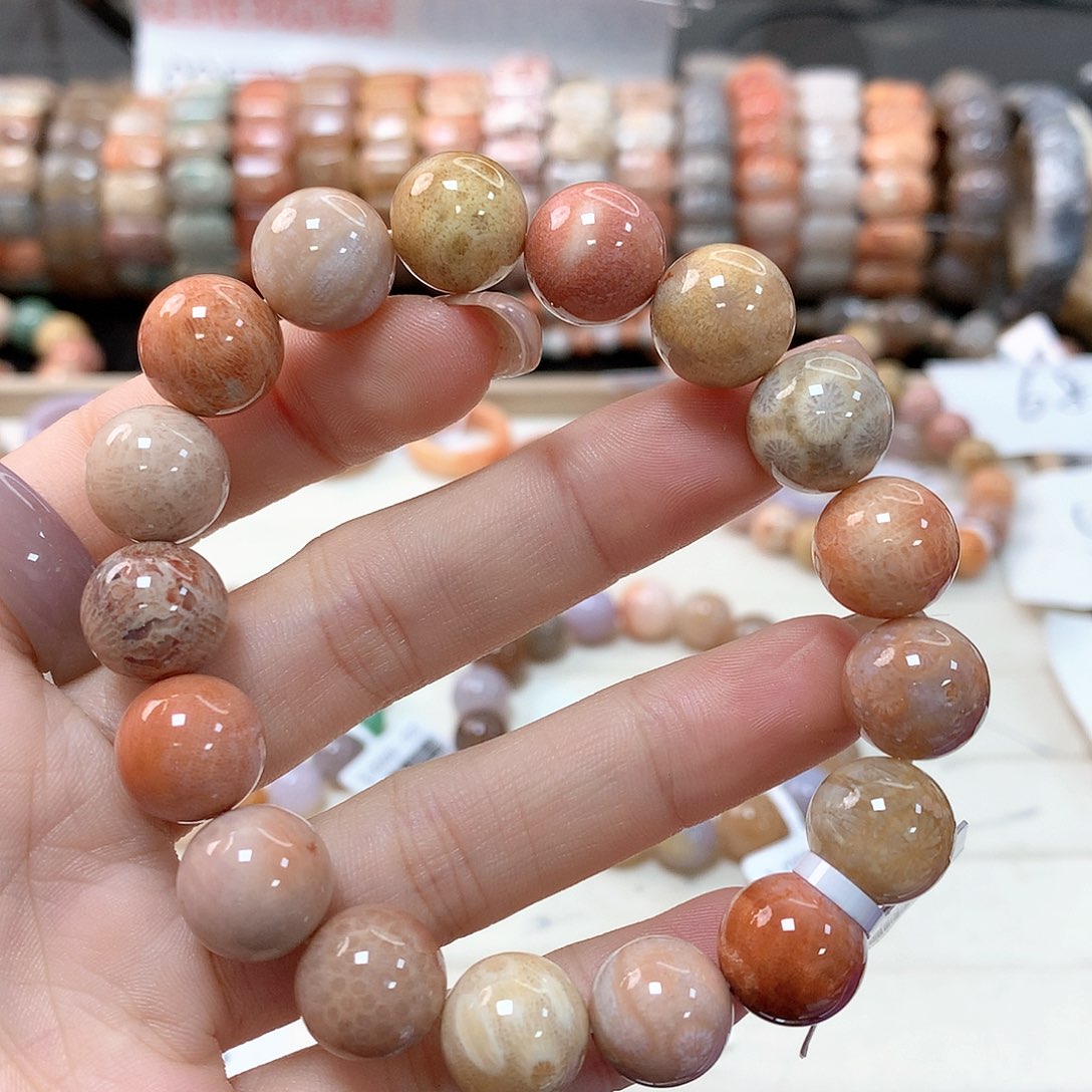 硅化珊瑚（珊瑚玉）手链未镶嵌月***?449