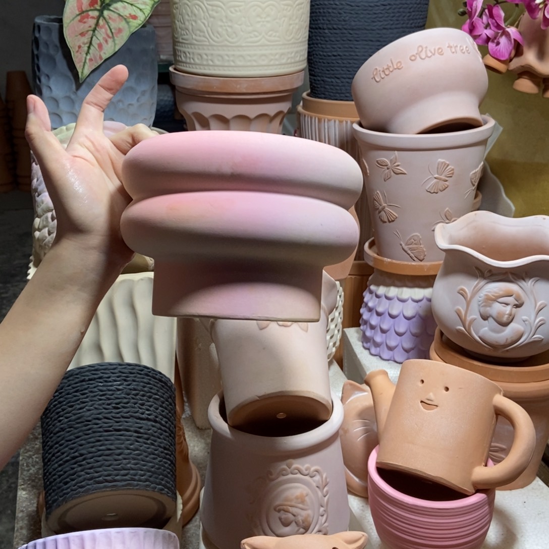 17×12炫彩粉甜甜圈 粗陶1个