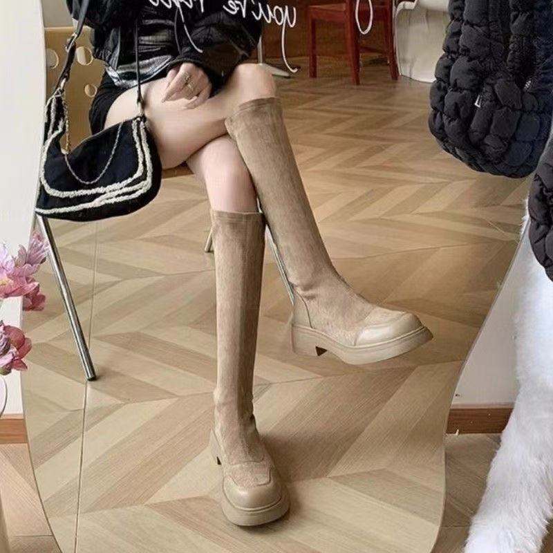 肥仔女鞋 698-16 秋冬新款时尚百搭气质长靴女靴