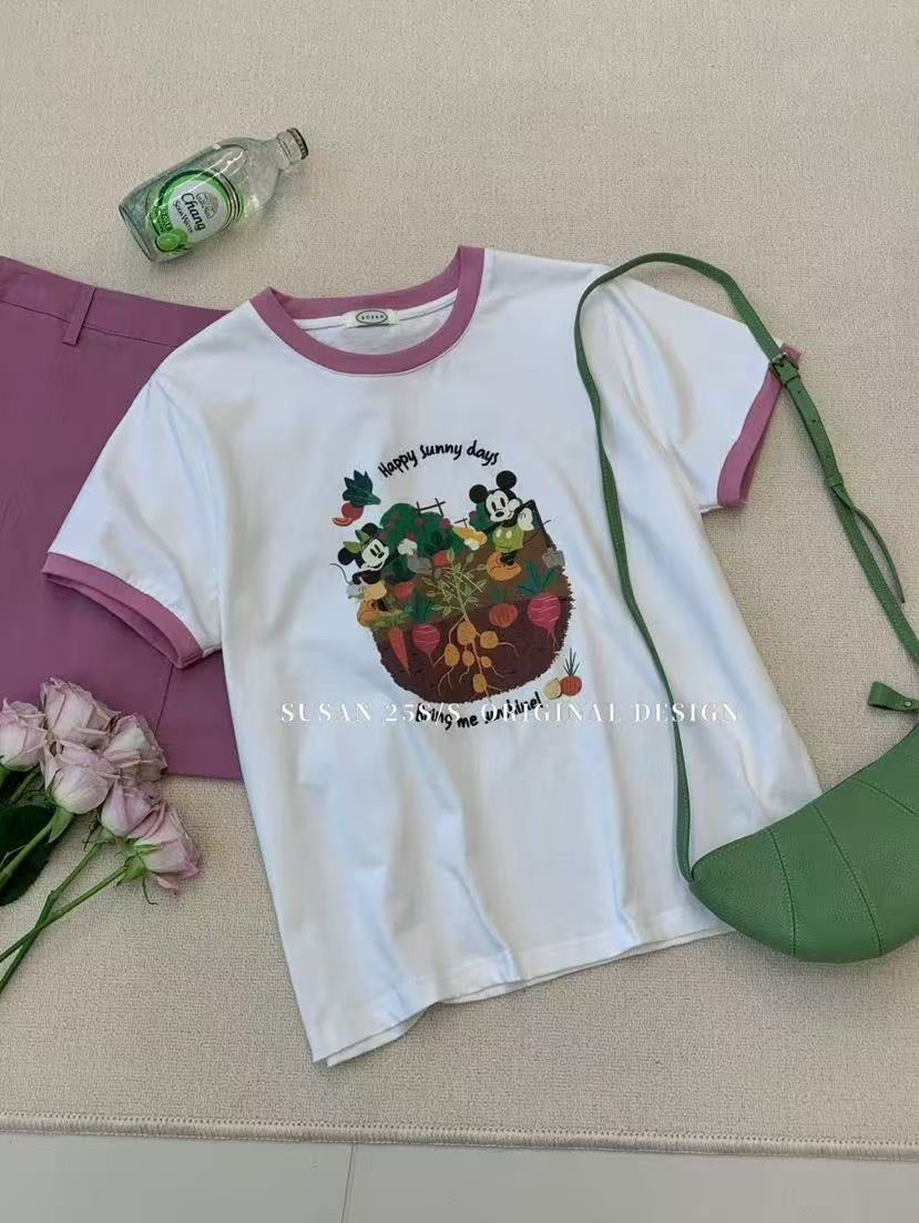 susan@25896 韩系撞色卡通短袖上衣 7-9