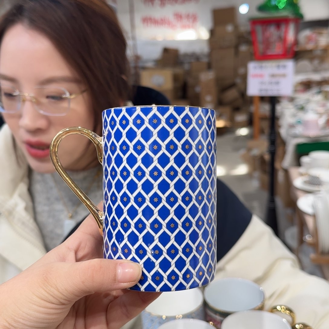 瓷鹅黄原单马克杯一个400ml微瑕