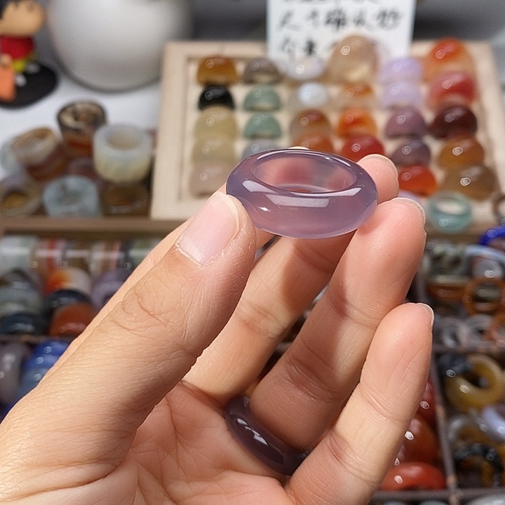心***柠玛瑙/玉髓未镶嵌戒指A 48不退换港21+内径19.5