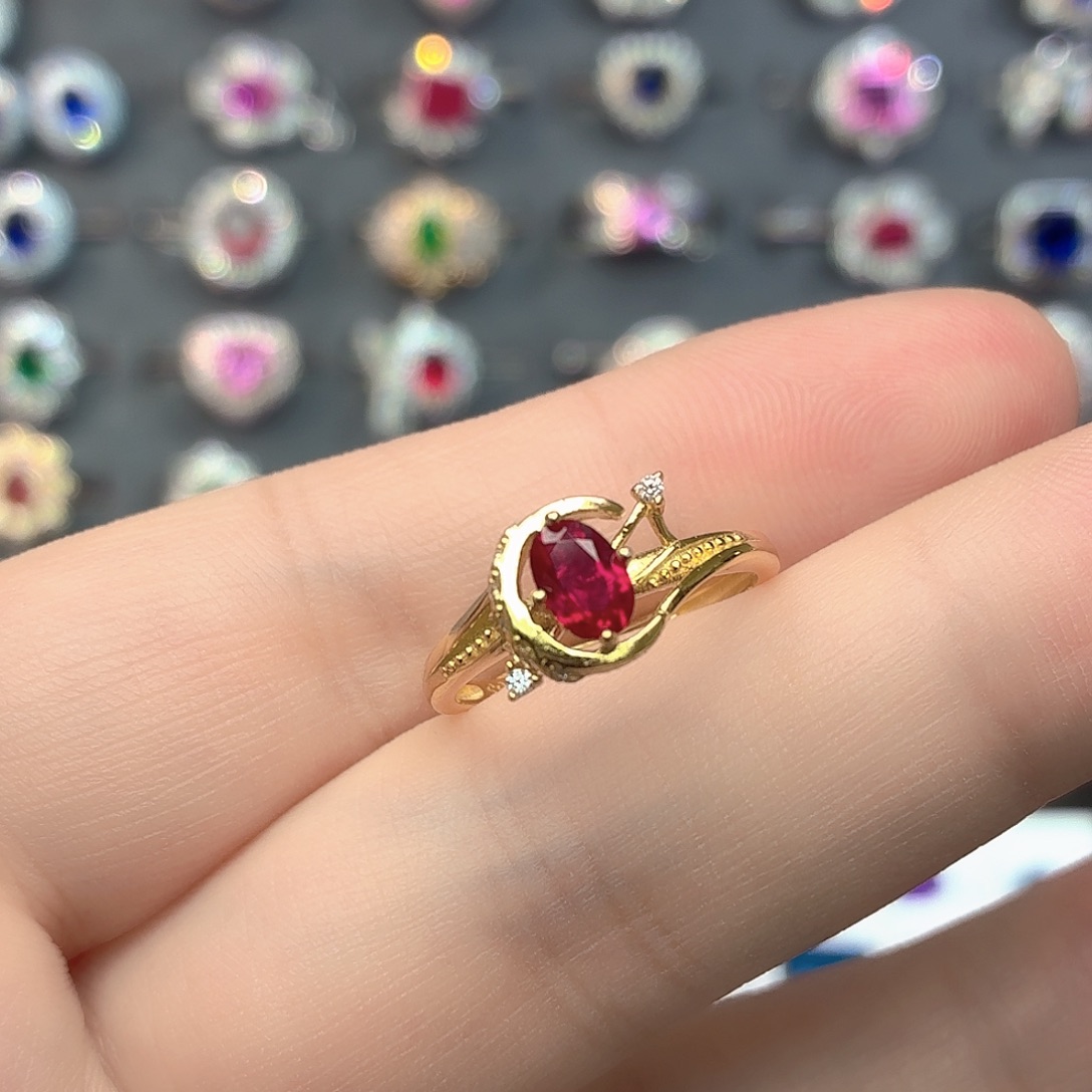 925银培育鸽血红色宝石