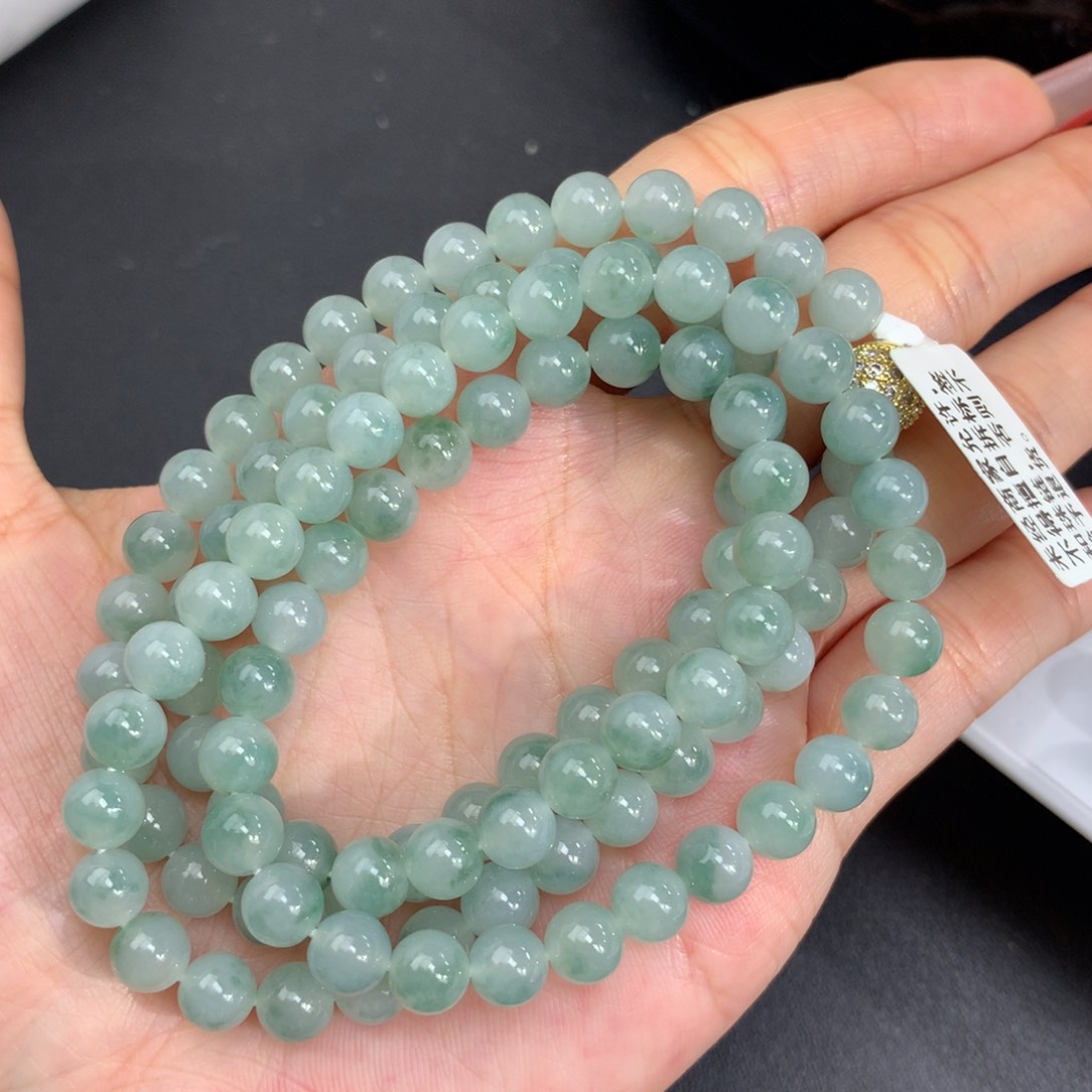 翡翠手链未镶嵌卡6.5胶润晴飘绿花项链