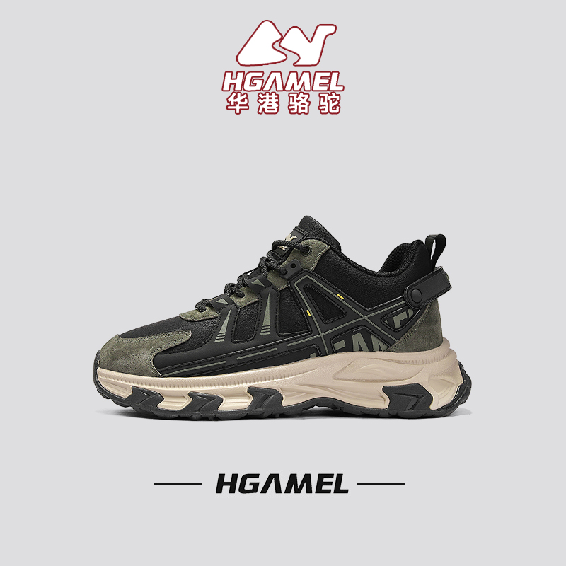 华港骆驼2025秋款马丁靴男款休闲时尚增高耐磨男鞋高帮登山鞋