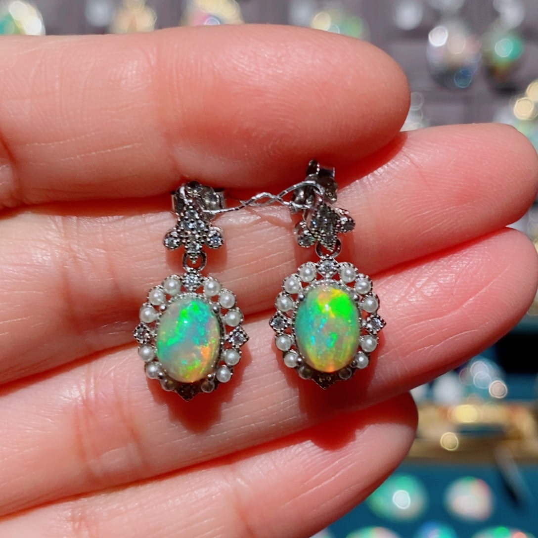 欧泊欧泊耳饰银S925镶嵌