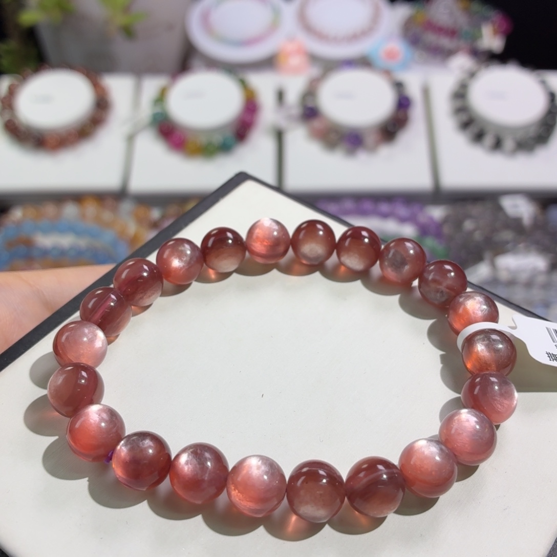 水晶手串未镶嵌粉锂云母9m