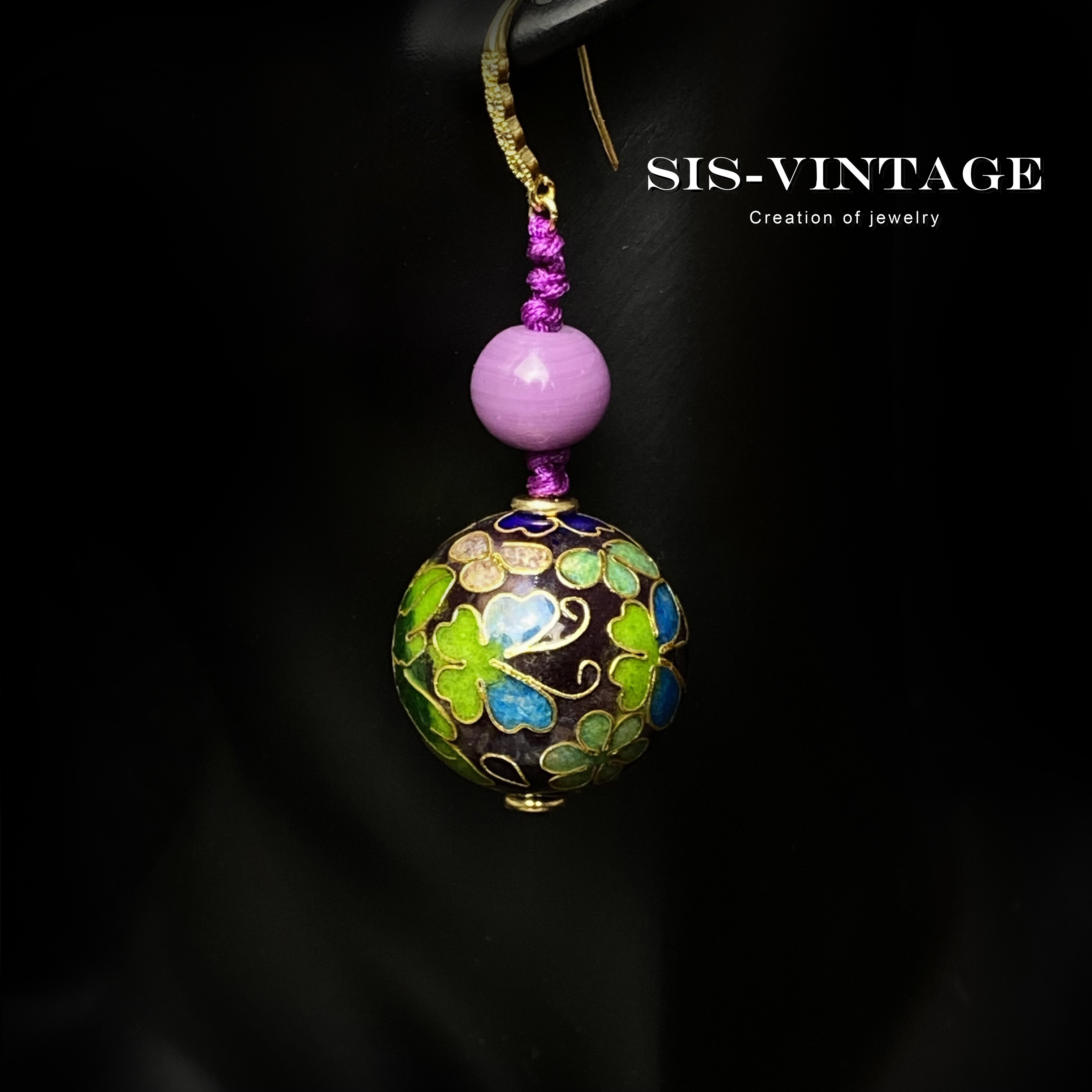 铜合金珐琅耳饰 吟秋 非遗景泰蓝卡25MM夸张国风耳饰