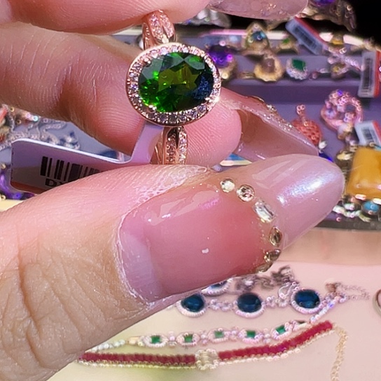 戒指透辉石银S925镶嵌