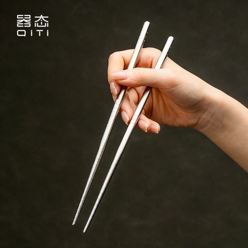 器态永恒纯钛筷子一双高档家用纯钛空心非不锈钢加长防烫不发霉