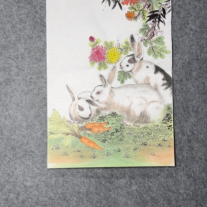 国画手绘国风兔子图