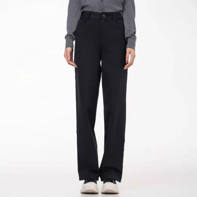 【商场同款】秋冬后背松紧高腰百搭休闲加绒直筒阔腿牛仔裤510058