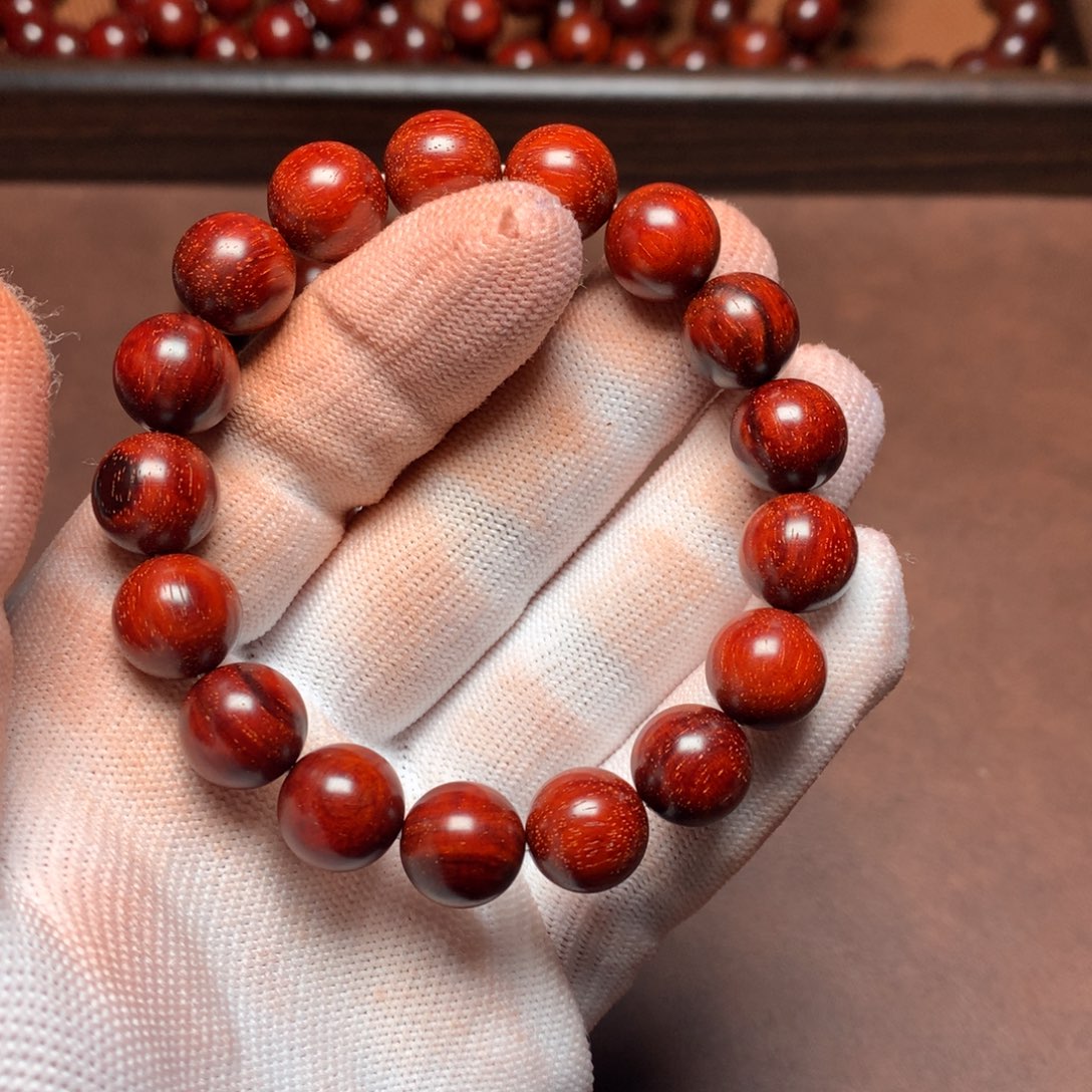 手串/手链小叶紫檀1.2*17颗 火焰纹鳞底无胶无蜡原汁原味