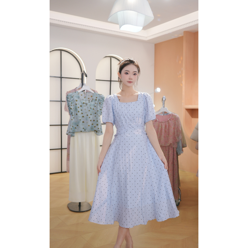 M1772 夏季25年新款高档洋气新中式收腰显瘦气质妈妈连衣裙女时尚