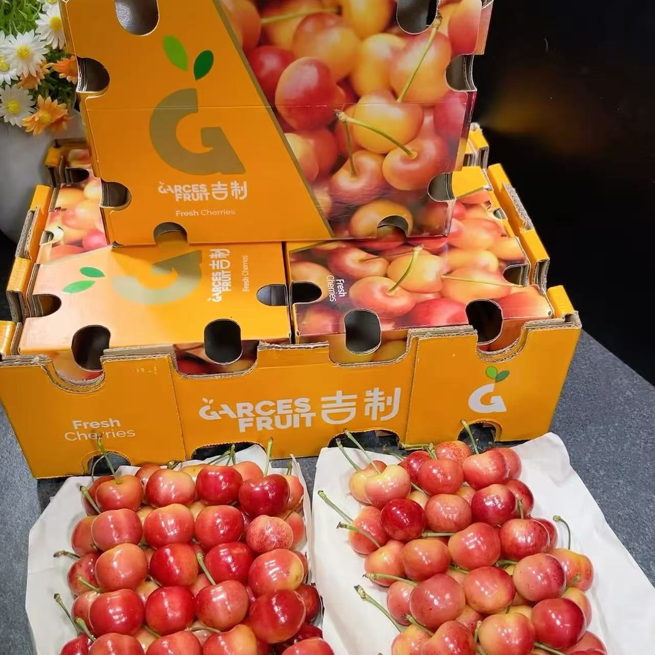 吉制雷尼尔3J黄车空运车厘子一箱（4.4斤，内附果径卡）智利